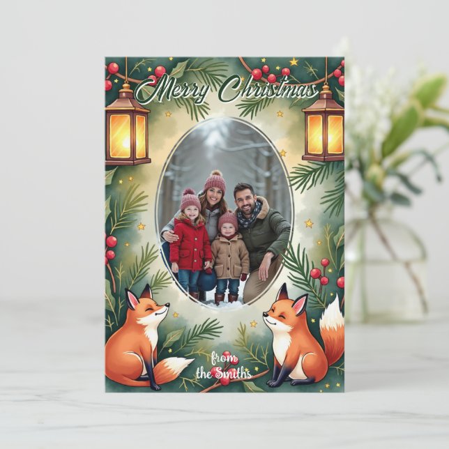Tarjeta de Navidad de Digitalis y Abeto (Anverso de pie)