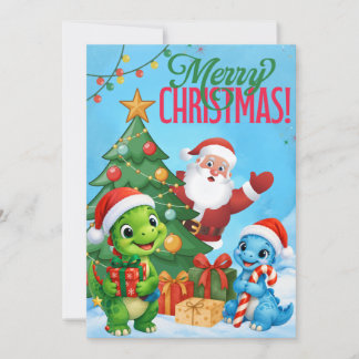 Tarjeta de Navidad de dinosaurio