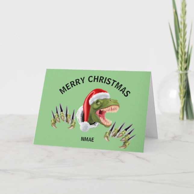 Tarjeta de Navidad de Dinosaurio Tarjeta de Navida (Anverso)