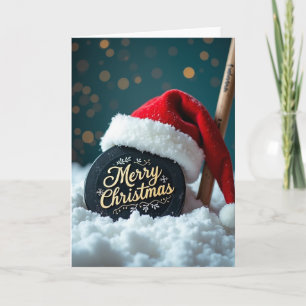Tarjeta de Navidad de Disco de Hockey