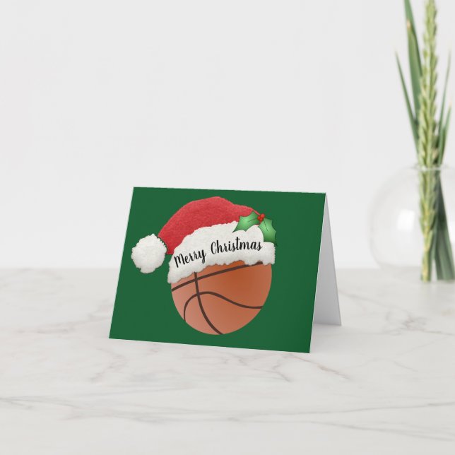 Tarjeta de Navidad de Diseño de Baloncesto (Anverso)