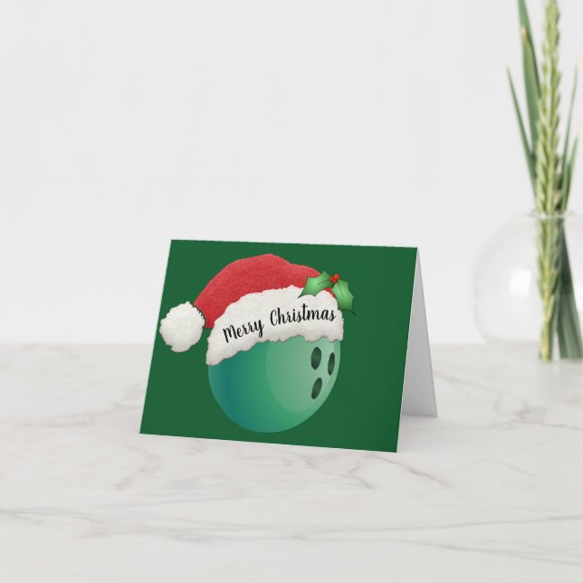 Tarjeta de Navidad de diseño de bola de boliche (Anverso)