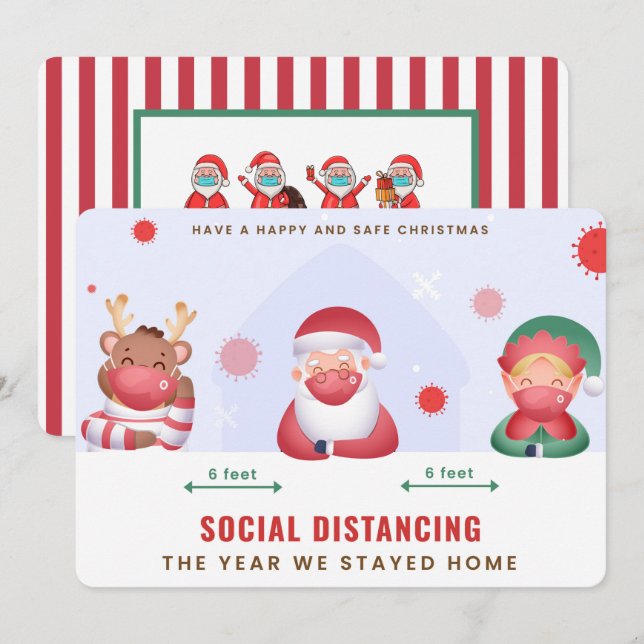Tarjeta de Navidad de Distanciamiento Social (Anverso / Reverso)