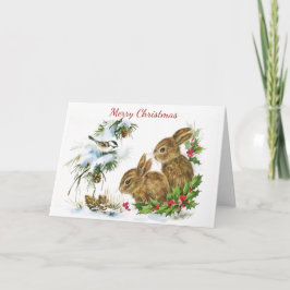 Tarjeta de Navidad de Dos Conejitos