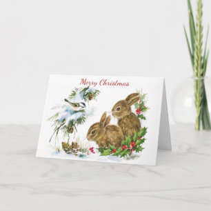 Tarjeta de Navidad de Dos Conejitos