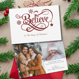 Tarjeta de Navidad de Dos Fotos Cree Copos de Niev