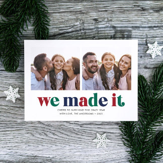 Tarjeta de Navidad de Dos Fotos 'Lo Logramos'