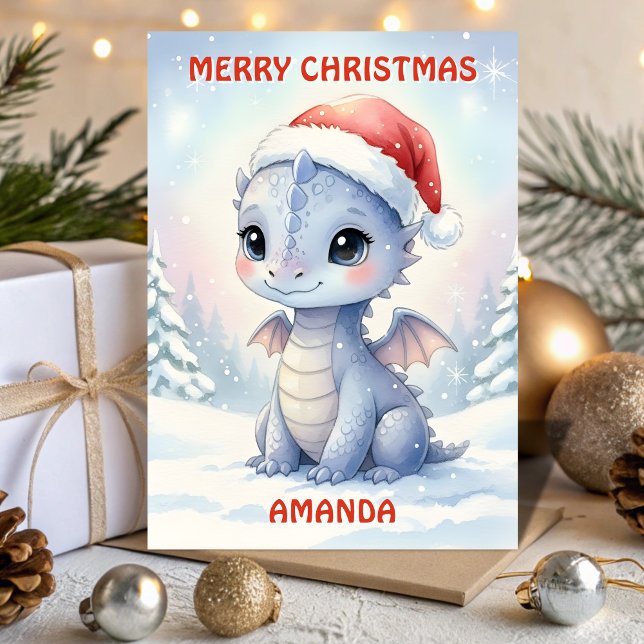 Tarjeta de Navidad de Dragón de Navidad para Niños (Subido por el creador)