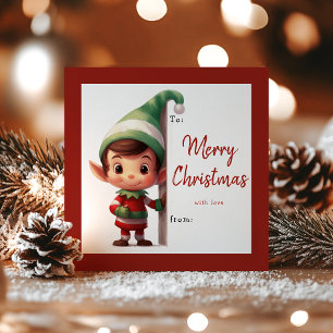 Tarjeta de Navidad de duende en el aula para niños