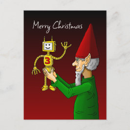 Tarjeta de Navidad de Duende y Robot