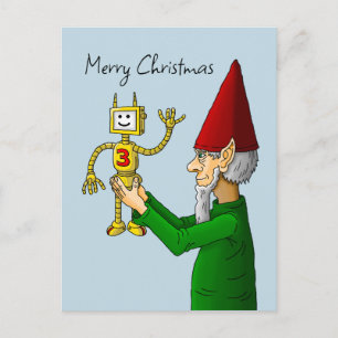 Tarjeta de Navidad de Duende y Robot