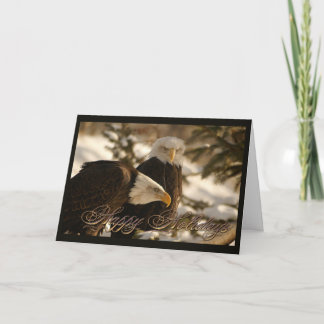 Tarjeta de Navidad de Eagles calvo del invierno