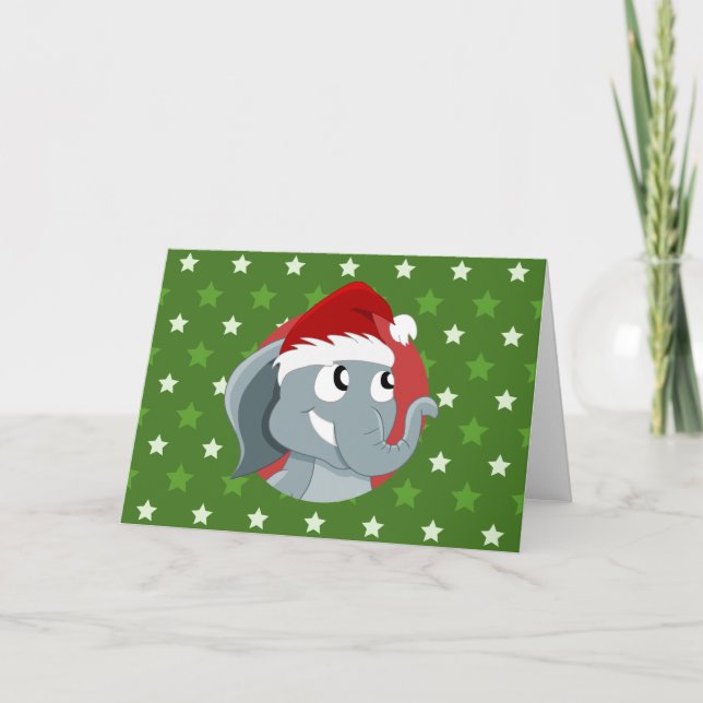 tarjeta de Navidad de elefante de dibujos animados (Anverso)