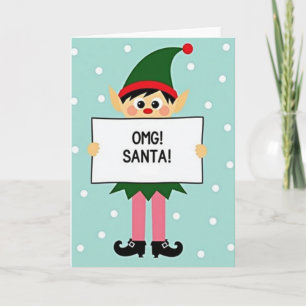 Tarjeta de Navidad de Elfo de Santa OMG