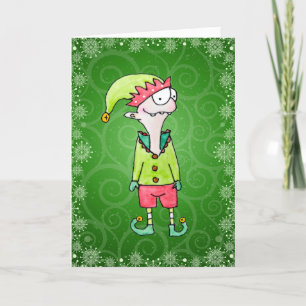 Tarjeta de Navidad de Elfo Divertido