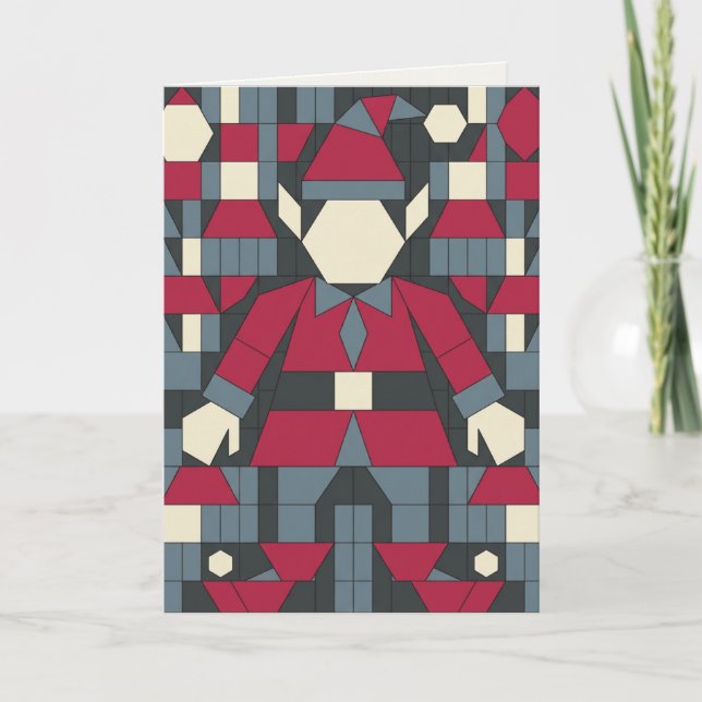 Tarjeta de Navidad de Elfo Geométrico (Anverso)