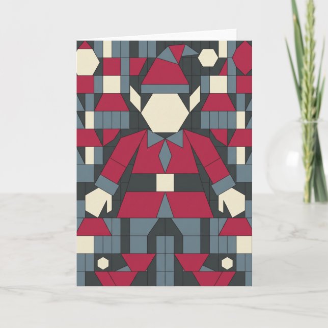 Tarjeta de Navidad de Elfo Geométrico (Anverso)
