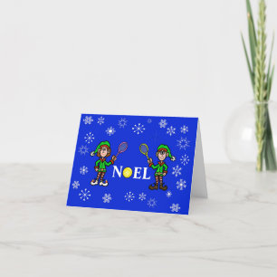 Tarjeta de Navidad de Elfos Jugando Tenis