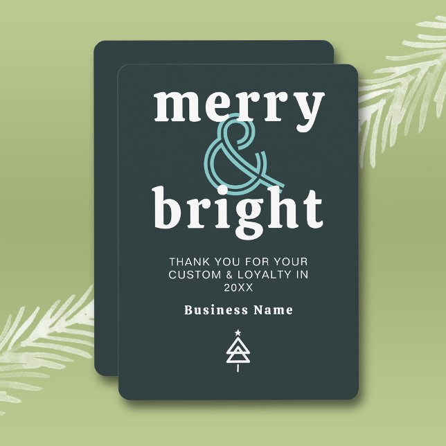 Tarjeta de Navidad de empresa Alegre y Brillante (Stylishly Personalize with Your Custom Message and Business Name)