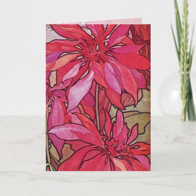 Tarjeta de Navidad de encargo de los Poinsettias (Anverso)