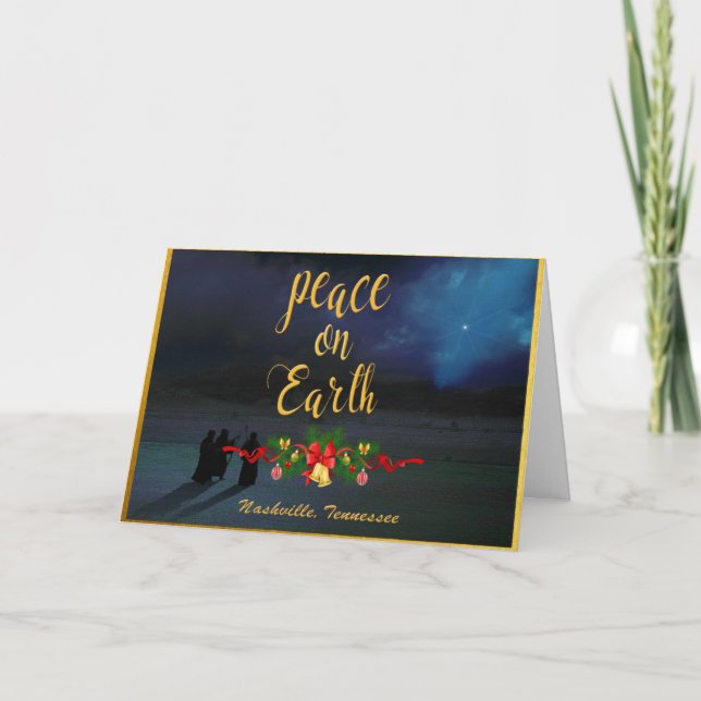 Tarjeta de Navidad de encargo de Nashville - paz (Anverso)