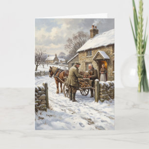Tarjeta de Navidad de Entrega de Leña de Invierno 