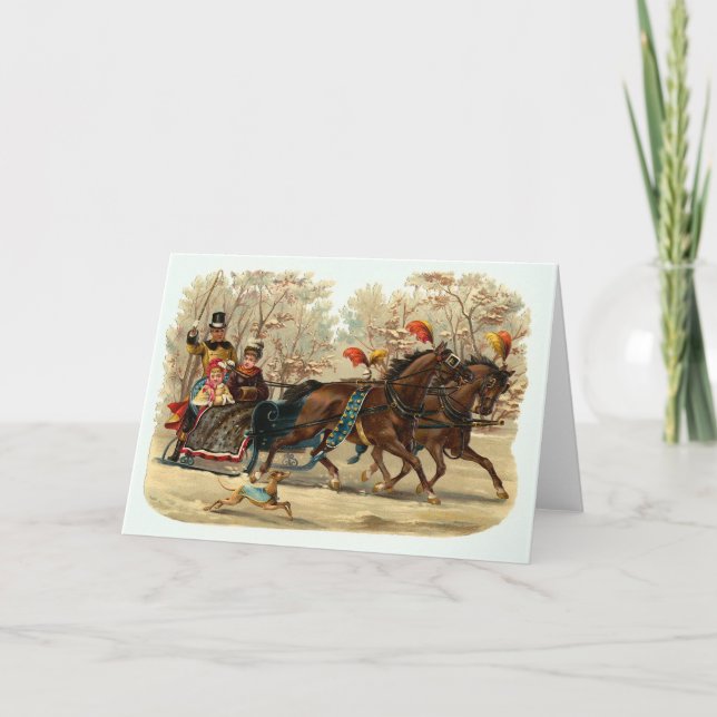 Tarjeta de Navidad de época "Sleigh Ride" (Anverso)