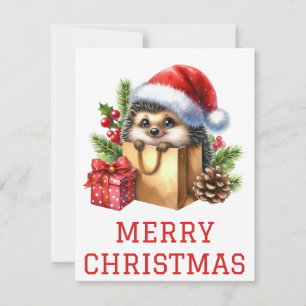Tarjeta de Navidad de Erizo Adorable