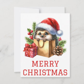 Tarjeta de Navidad de Erizo Adorable