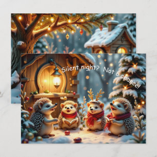Tarjeta de Navidad de Erizo Divertida y Llena de H