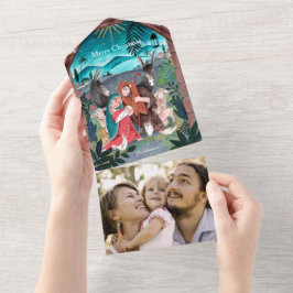 Tarjeta de Navidad de escena de natividad religios