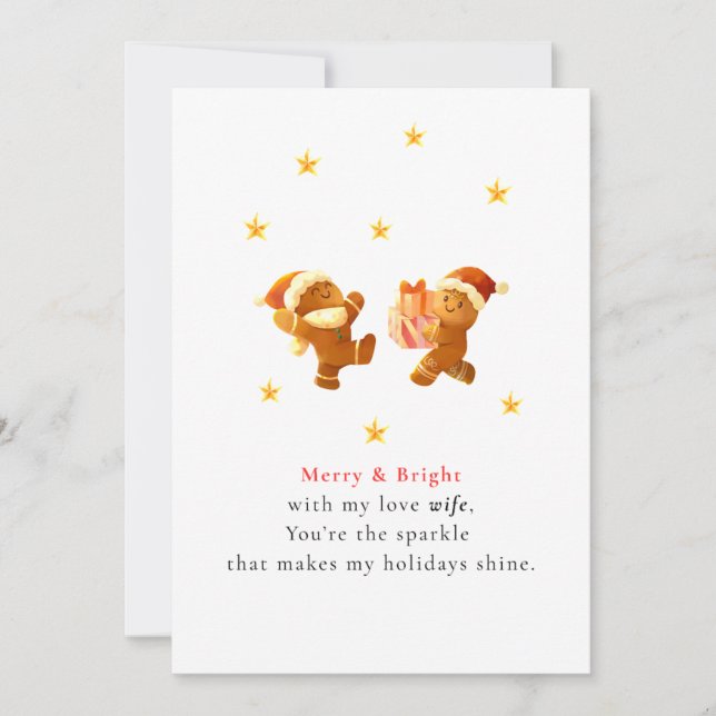 Tarjeta de Navidad de esposa romántica linda (Anverso)
