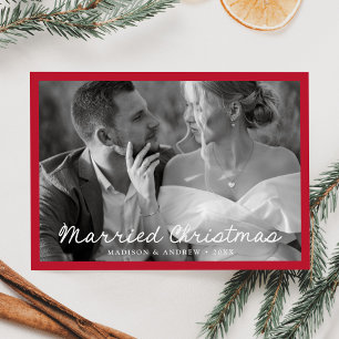 Tarjeta de Navidad de Esposos Elegante con Foto Ro