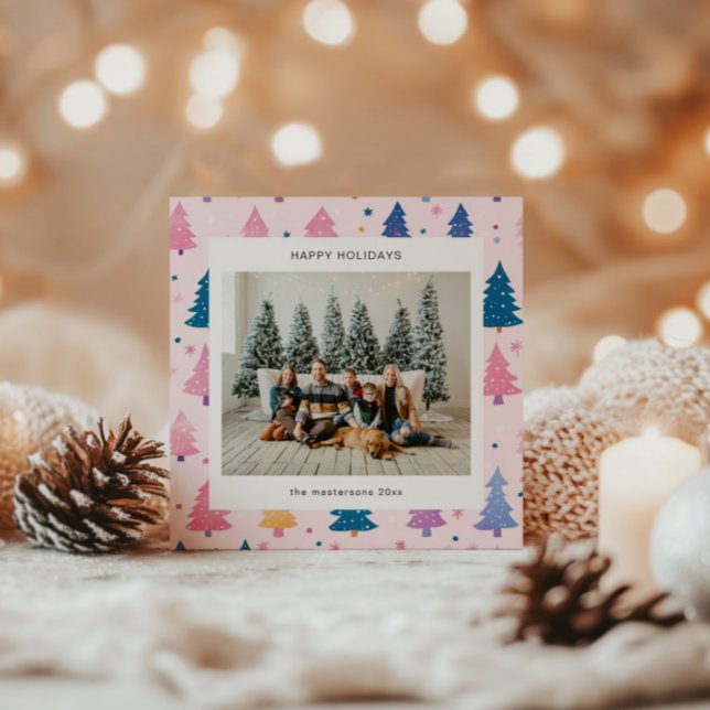 Tarjeta de Navidad de estilo cartoon con árboles d (Subido por el creador)