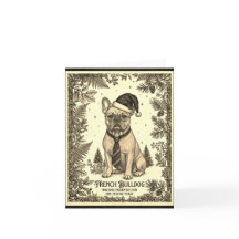 Tarjeta de Navidad de estilo vintage con perro bul