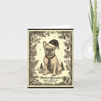 Tarjeta de Navidad de estilo vintage con perro bul