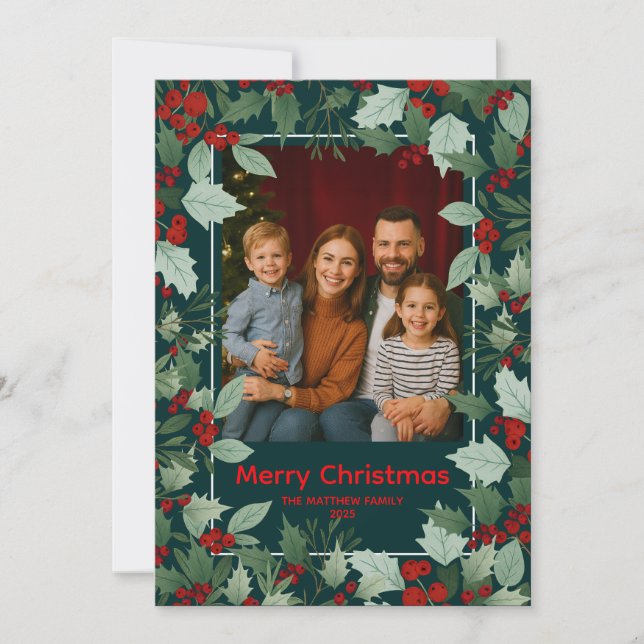 Tarjeta de Navidad de Familia Cálida (Anverso)