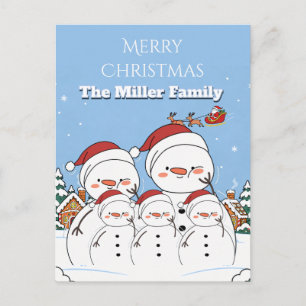 Tarjeta de Navidad de Familia de Muñeco de Nieve P