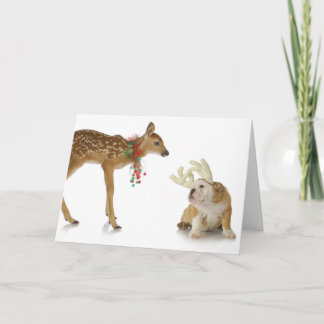 TARJETA DE NAVIDAD DE FAWN CON BULL DOG