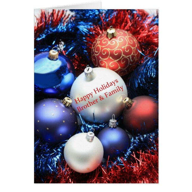 Tarjeta de navidad de Feliz de Hermano y Familia (Frente)