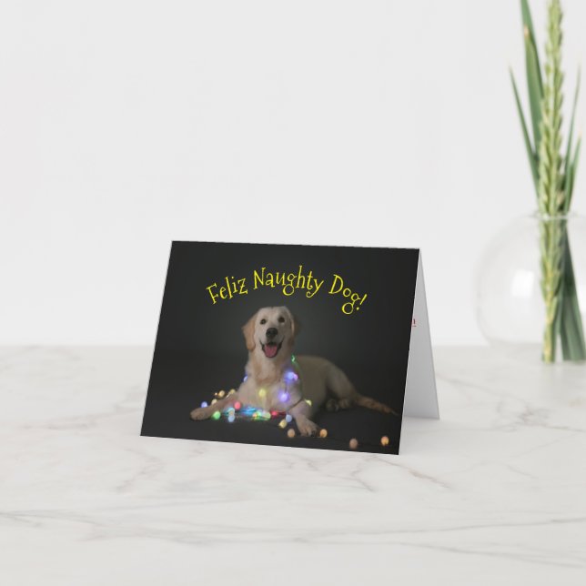 Tarjeta de Navidad de Feliz Naughty Dog (Anverso)