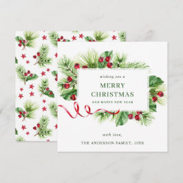 Tarjeta de Navidad de Feliz Navidad con Bayas de A