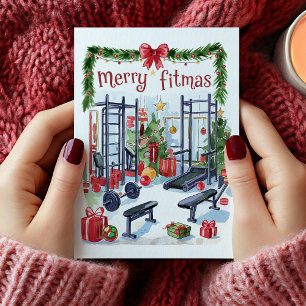 Tarjeta de Navidad de Fitness Merry Fitmas en Acua