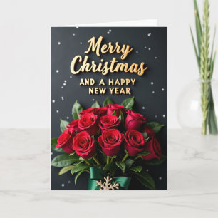 Tarjeta de Navidad de Floral de Terciopelo