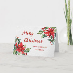 Tarjeta de navidad de flores de época de los vecin