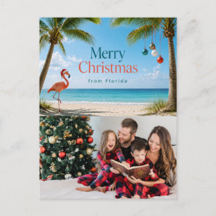 Tarjeta de Navidad de Florida con flamenco tropica