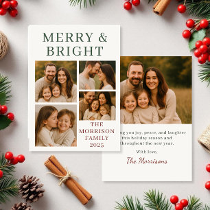 Tarjeta de Navidad de Foto Alegre y Brillante con 