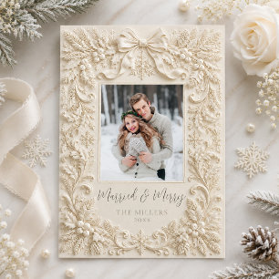 Tarjeta de Navidad de foto barroca para casados