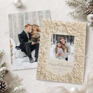 Tarjeta de Navidad de foto casados barroco vintage