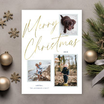 Tarjeta de Navidad de foto con guión de Feliz Navi